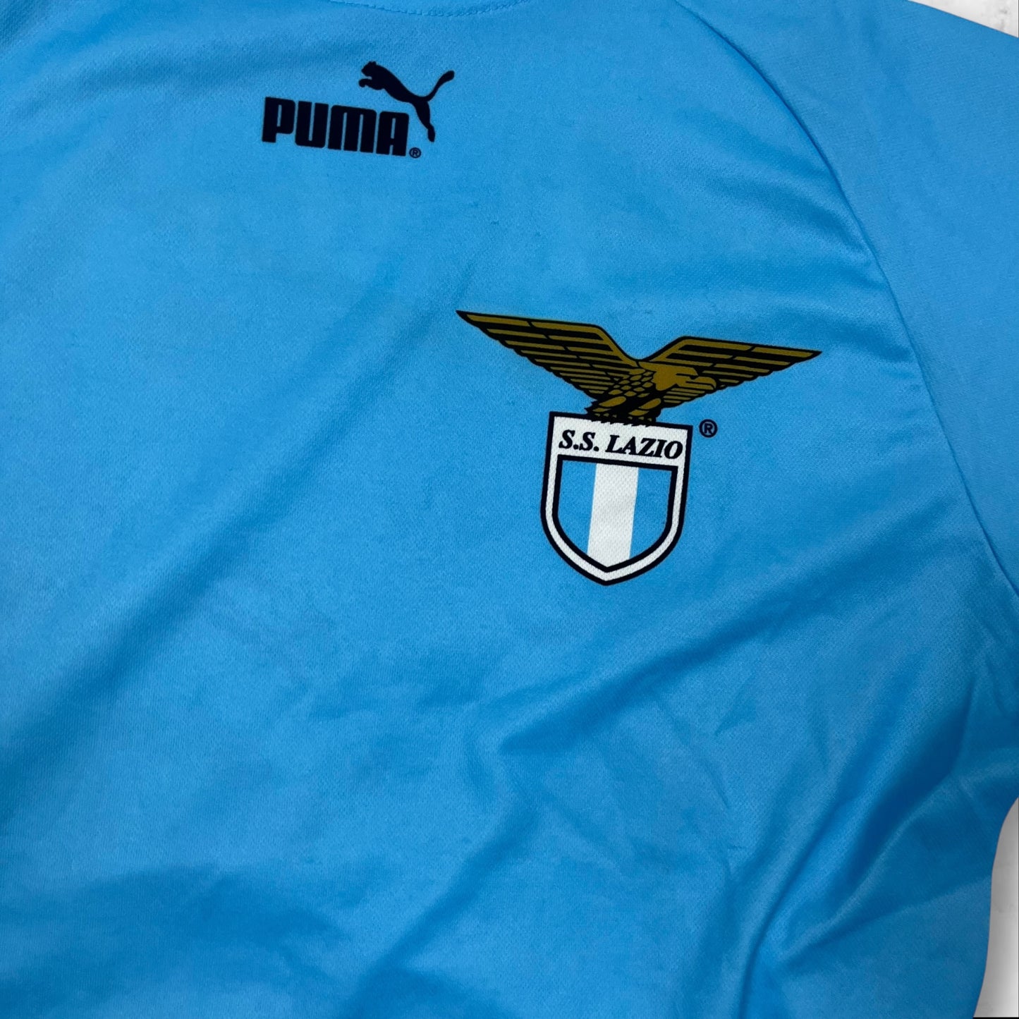 Vintage Puma Lazio Trikot mit gedruckten Unterschriften in Größe(M)